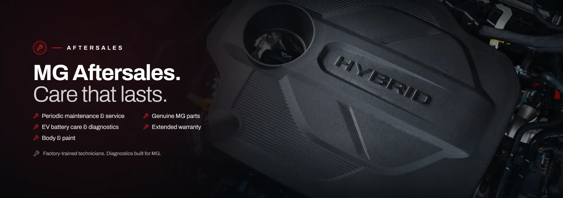 MG aftersales hybrid engine bay